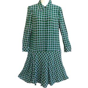 Cos Midi Plaid Mod Dress Drop Waist Poodle Collar Swing Skirt Dark Academia 4